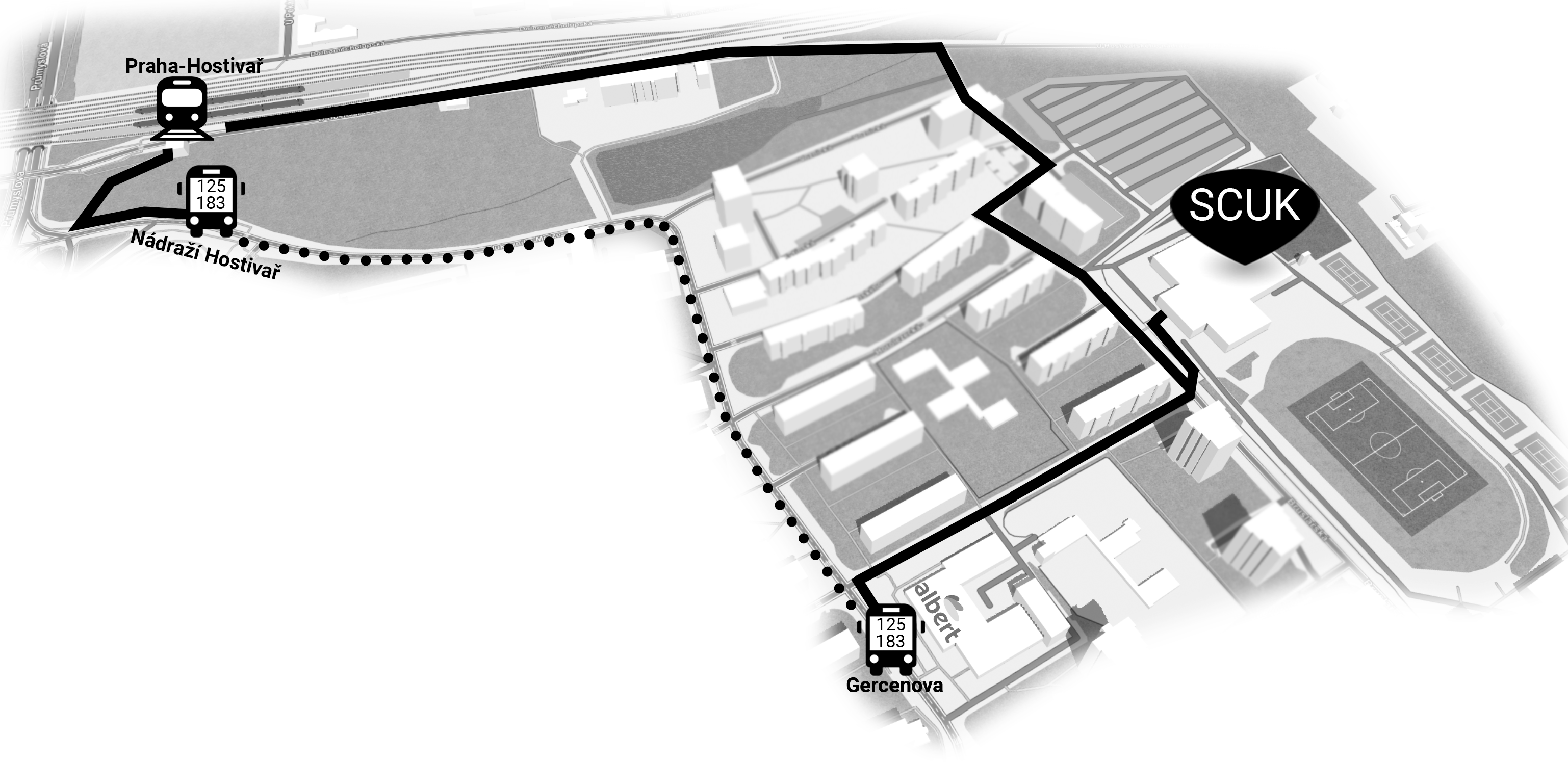 Hostivař mapa bílá